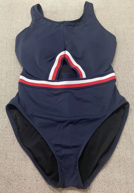 Tommy Hilfiger Core Navy Cruise Womens Size 8 Swimsuit Cut Out Red/White/Blue