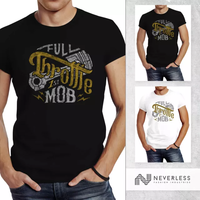 Herren T-Shirt Biker Motorrad Full Throttle Vollgas Slim Fit Neverless®