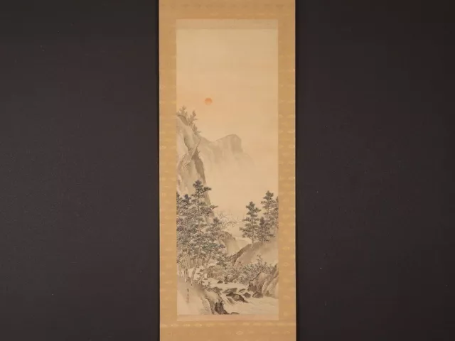 JAPANESE HANGING SCROLL ART Painting "Morikawa Sofumi" Asian antique #027