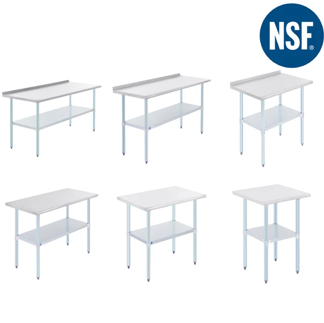 WILPREP NSF Commercial Kitchen Work Prep Tables Stainless Steel Shelf Backsplash