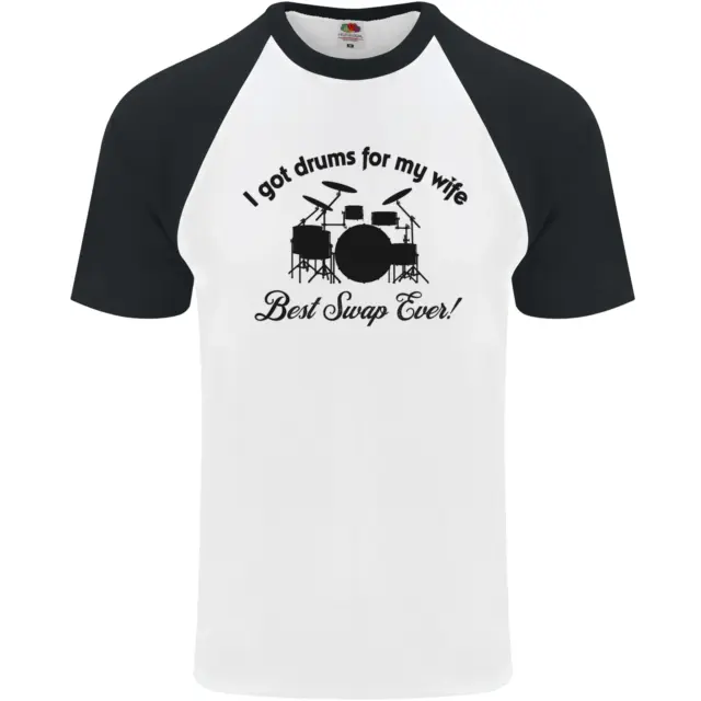 Drums for My Wife Drumming Drummer Mens S/S Baseball T-Shirt