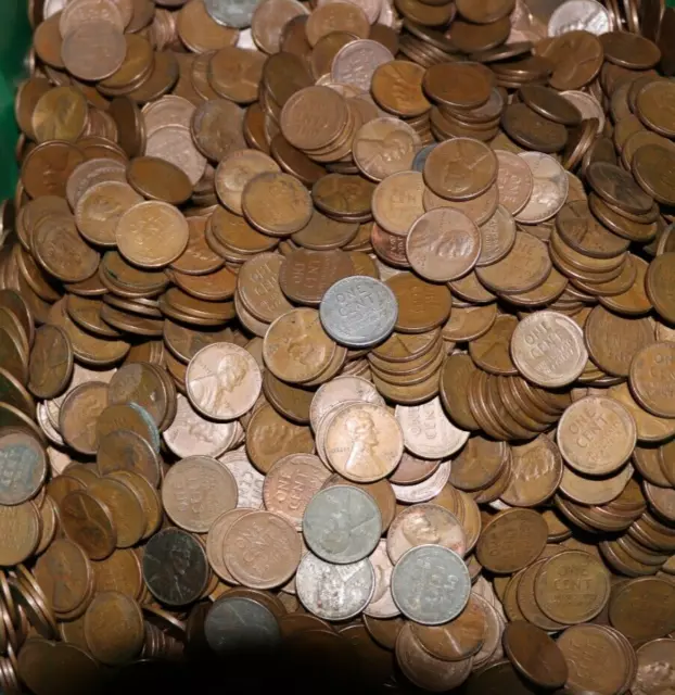 Bag Of 5000 US Lincoln Wheat Penny Cents All Copper date range 1909-1958 PD&S
