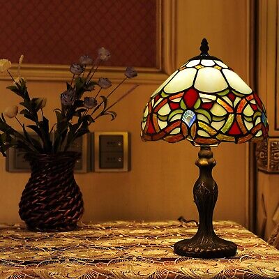 Tiffany Antique Style 10 inch Table Lamp Handcrafted Design Shade Bulb Multi