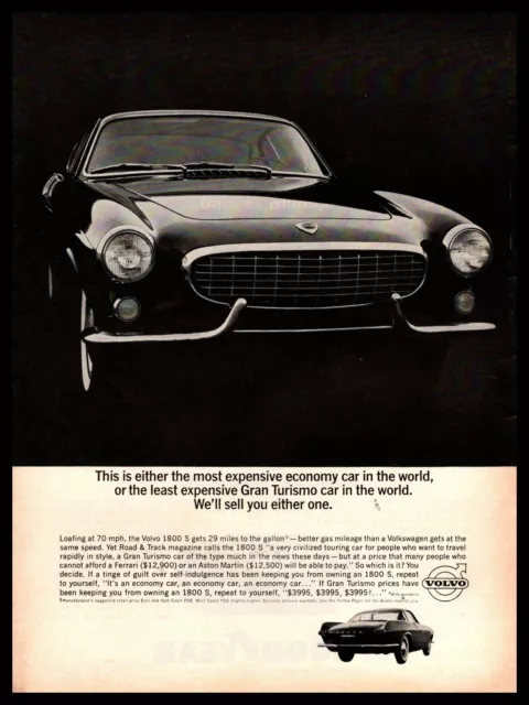 1965 Volvo 1800S Coupe $3995 "World's Least Expensive Gran Turismo Car" Print Ad