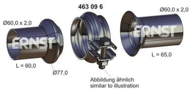 ERNST Reparatursatz Abgasrohr 463096 für FIAT Scudo Kastenwagen (220) 60mm 77mm