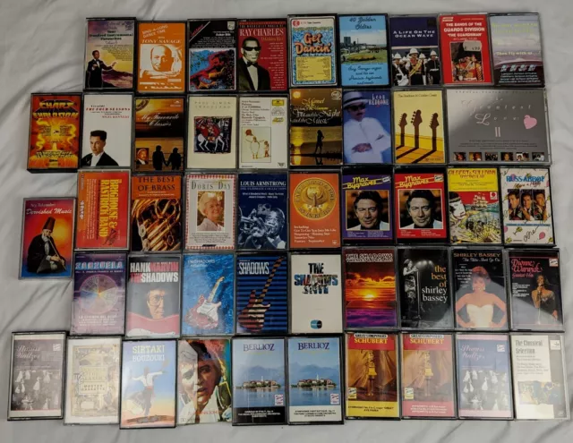 Vintage Job Lot of 47 Music Audio Cassette Tapes 60s/70s/80s/90s All Genres