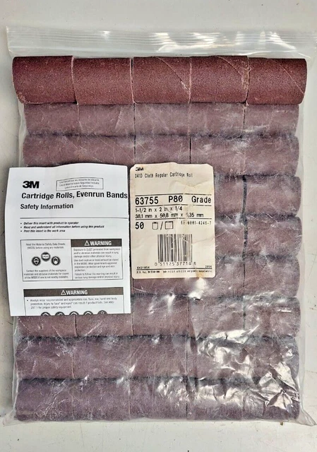 Bag of 50 - 3M 63755, 341D Cloth Regular Cartridge Roll 1-1/2"x2"x1/4"
