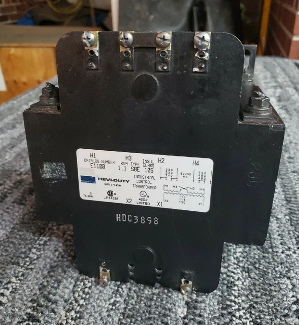 E1100 Hevi-Duty 1.1 KVA 240/480V Pri 120 Sec Industrial Control Transformer