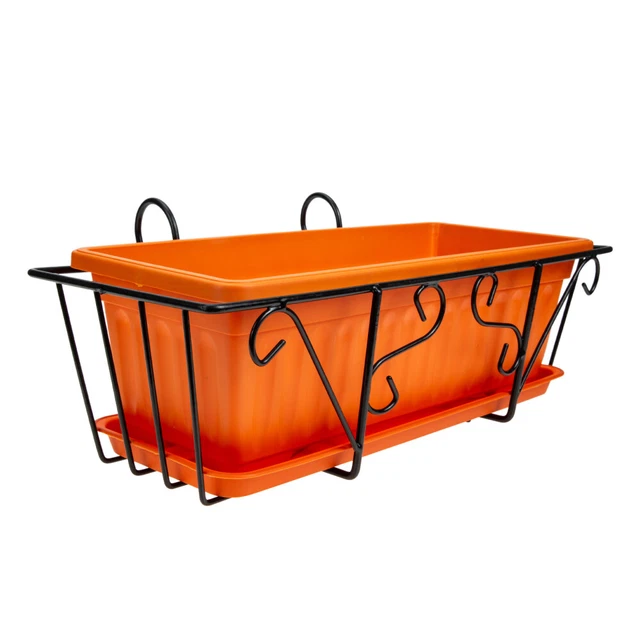 Cabilock Fioriere da balcone per ringhiere, supporto per vasi da fiori sopra la rotaia, supporto per cesti sospesi in ferro, fioriere da appendere, supporto in vaso in metallo per balcone, portico