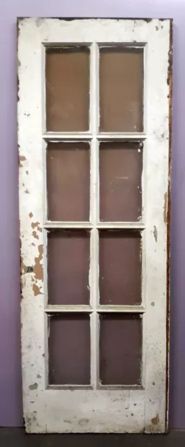 28"x80"x1.75" Antique Vintage Old Wood Wooden Exterior French Door Window Glass
