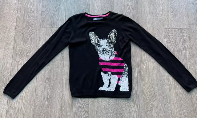 Girls M&S Sequin Dog Jumper. Age 11-12 Years. Immaculate
