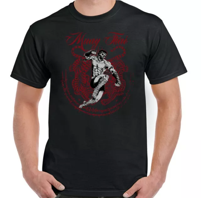 MUAY THAI T-SHIRT MMA UFC Mixed Martial Arts Training Top Gym Gift Tee Gloves