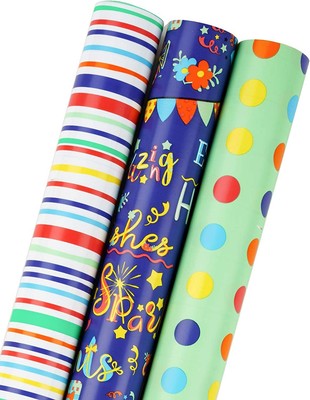 RUSPEPA Rotolo Di Carta Da Regalo 4 Rotoli 76 cm X 305 cm Per Rotolo Disegni Classici In Bianco E Nero 