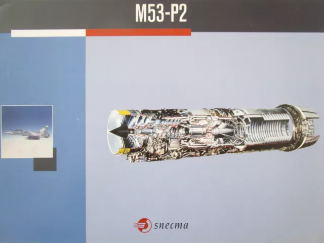 Document Recto Verso Snecma Moteur Aviation M53-P2 Military Engine Mirage 2000