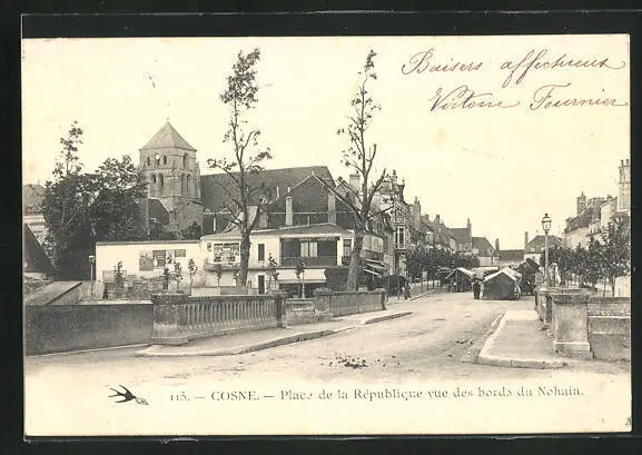 CPA Cosne, Place de la République view from the banks of Nohain 1903