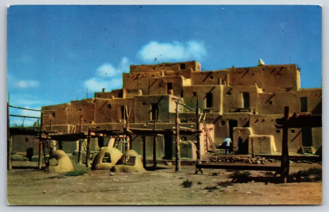 Native Americana~Taos Pueblo In Northern New Mexico~Vintage Postcard