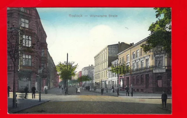 Rostock 1911 Wismarsche Straße mit Bäckerei und Conditorei Carl Walther