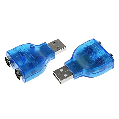 USB to PS/2 Converter 2PCS Blue USB Male to Dual PS2 Female Adapter for...