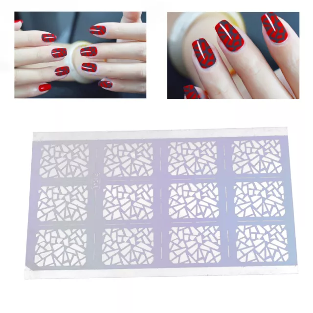 12 Tips Nail Art Vinyl Stencil Guide Grid Hollow Stamping Manicure Sticker rt