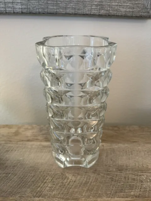 Art Deco Clear Glass Vase 9.75” Gorgeous Made In France