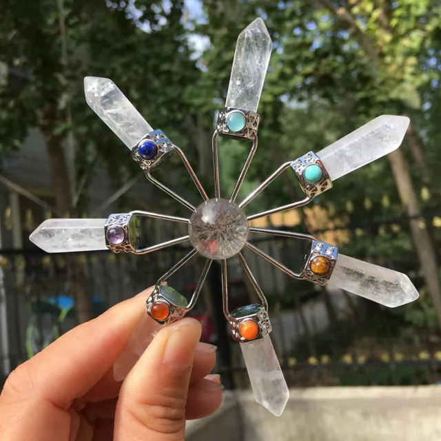 Natural Quartz Crystal Gemstone Energy Generator Point 7 Chakra Stones Healing