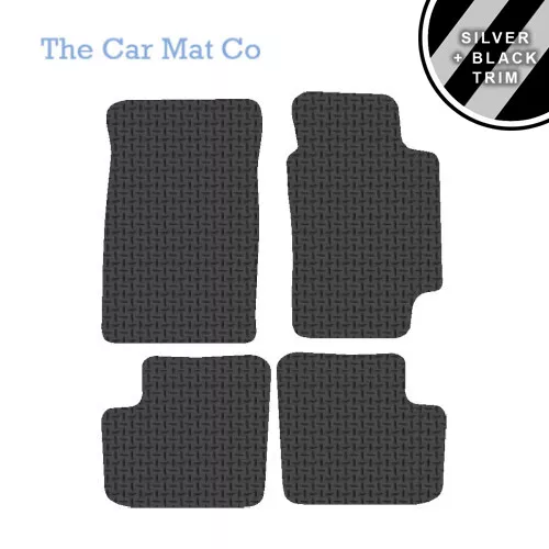 Car Mats for Toyota Avensis 1997 to 2003 Fitted Black Rubber Silver Stripe Trim