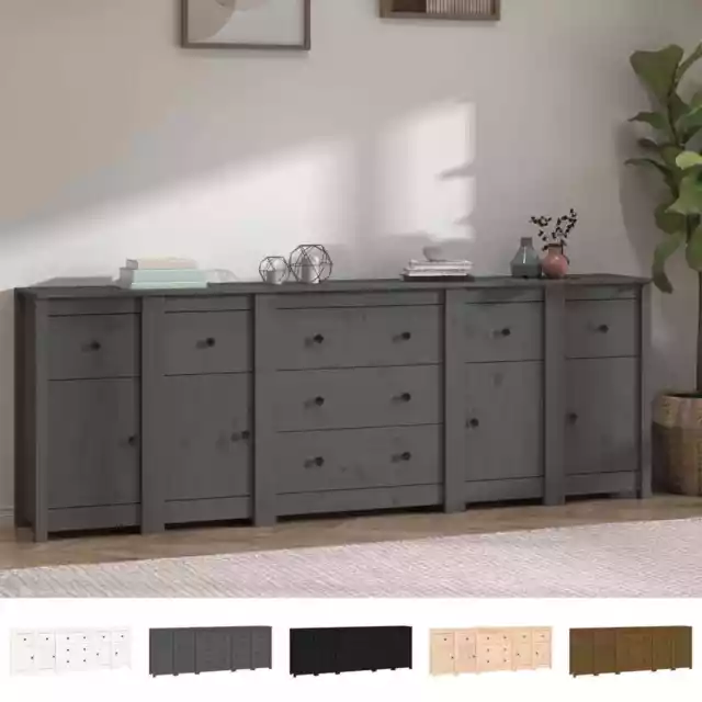 Aparador de Madera Maciza de Pino Auxiliar Consola Mueble Multicolor vidaXL