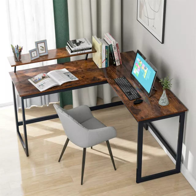 L-shaped Computer Desk Corner PC Table Study Workstation Home Office Industrial