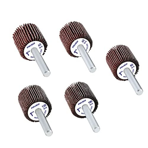 PRVEW 13 Pcs 1''x 1''x 1/4''Flap Wheel Sander Set Aluminum Oxide Shank Mounte...