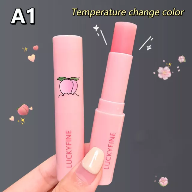 1PC Natural Peach Lip Balm Long-lasting Moisturizing Lipstick Temperature