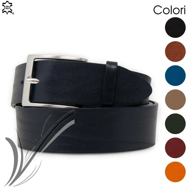 Cintura cuoio uomo cinta vera pelle artigianale 4cm 40 mm per jeans da pantaloni
