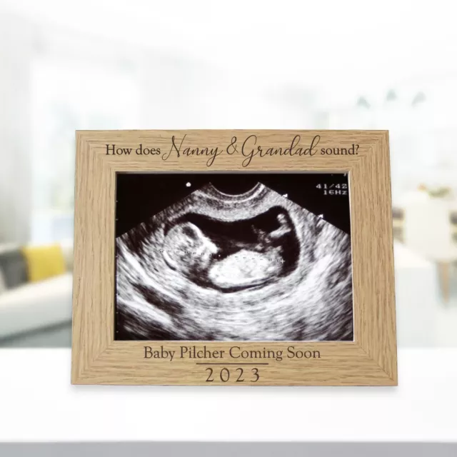 Nanny & Grandad PERSONALISED Scan Photo Frame, Gift for Pregnancy, Grandma to be