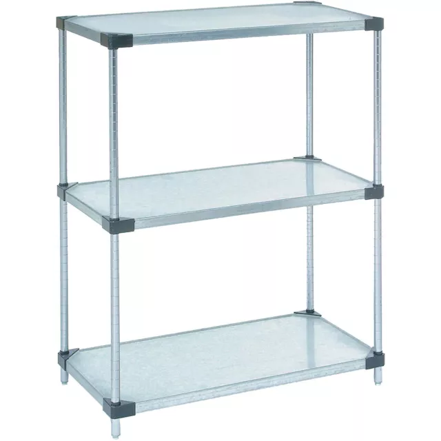 Nexel Galvanized Steel 3 Tier Solid Shelving Starter Unit 54"Wx18"Dx34"H