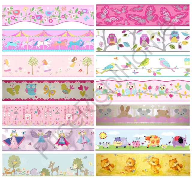 Girls Bedroom Wallpaper Borders - Butterfly Fairies Pink