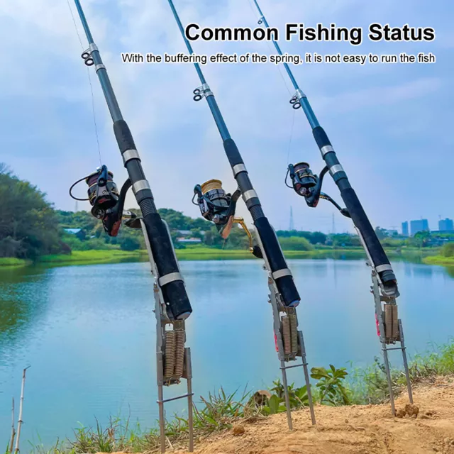 2 PACK STAINLESS Steel Fishing Pole Stand with 2 Spring Loaded Tip