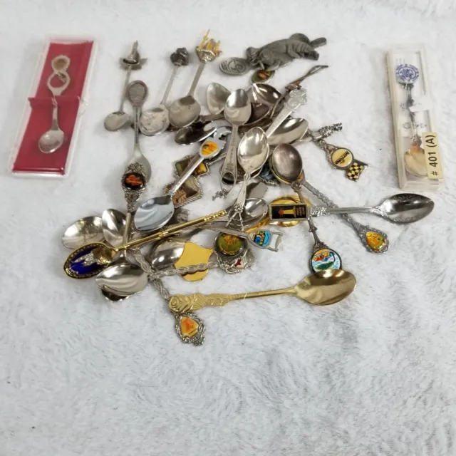 Souvenir Spoons, Lot of 32, Mixed sizes and styles