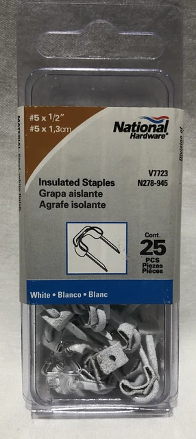National Hardware N278-945 Insulated Staples #5 By 1/2" White Box Of 25