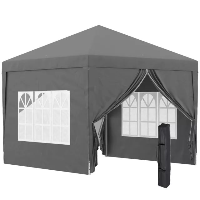 Outsunny 3mx3m Pop Up Gazebo Party Tent Canopy Marquee with Storage Bag Grey