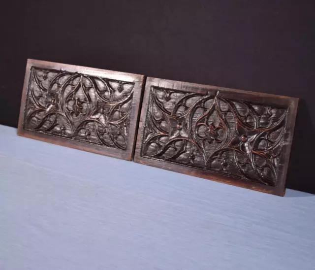 Gothic Carved Architectural Panels/Trim in Solid Chestnut Wood Salvage