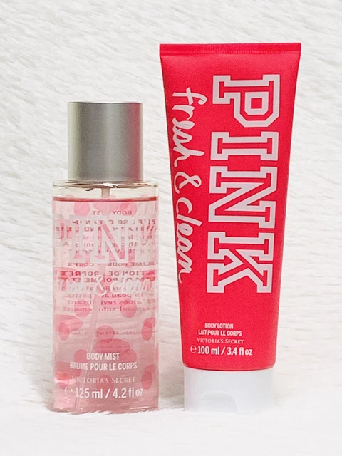 Victoria’s Secret PINK Fresh & Clean Body Mist 4.2 oz & Body Lotion 3.4 oz Set