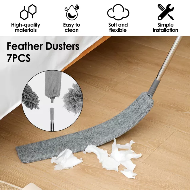 Feather Duster Bendable Scratch Free Microfiber Duster with 98 Inch ✽