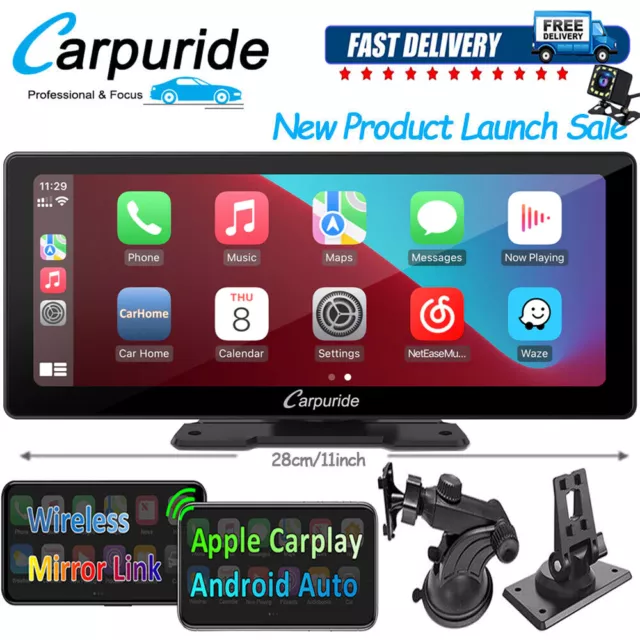 Carpuride 11 Inch Portable Smart Multimedia Wireless Apple Carplay Android Auto