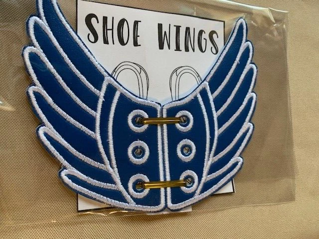 NEW 1 pr SHOE BOOT Wings BIRD Wings Royal BLUE with White   adult kids USA made