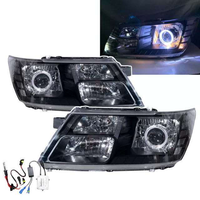 Fits DODGE Journey JC 09-18 Guide LED Angel-Eye Projector HID Headlight BK LHD