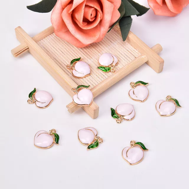 10 Stück Obst Pfirsich Emaille Legierung Charms Anhänger DIY Handwerk Schmuck