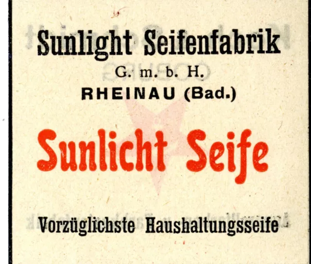 Sunlight Seifenfabrik GmbH Reinau SUNLICHT SEIFE Trademark 1908