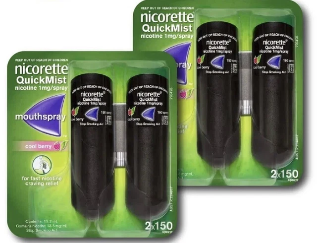 2 x NICORETTE QuickMist 1 mg spray bocca bacche fredde 4 x 150 spray alla nicotina