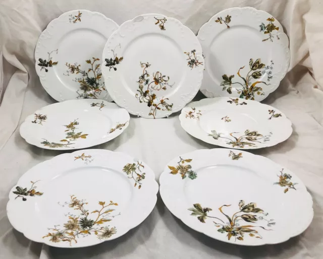 antique Frank Haviland Limoges - Schleiger ? - 8 x dinner plates 26cm A/F