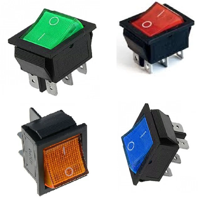 Interruttore bipolare a bilanciere luminoso rosso 12v Interruttore bipolare a bilanciere luminoso rosso 12v