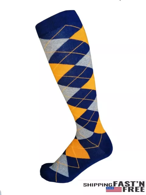 Men Various colors Scottish  Argyle Golf Knee High Socks: Over-The-Calf 5-8,9-13